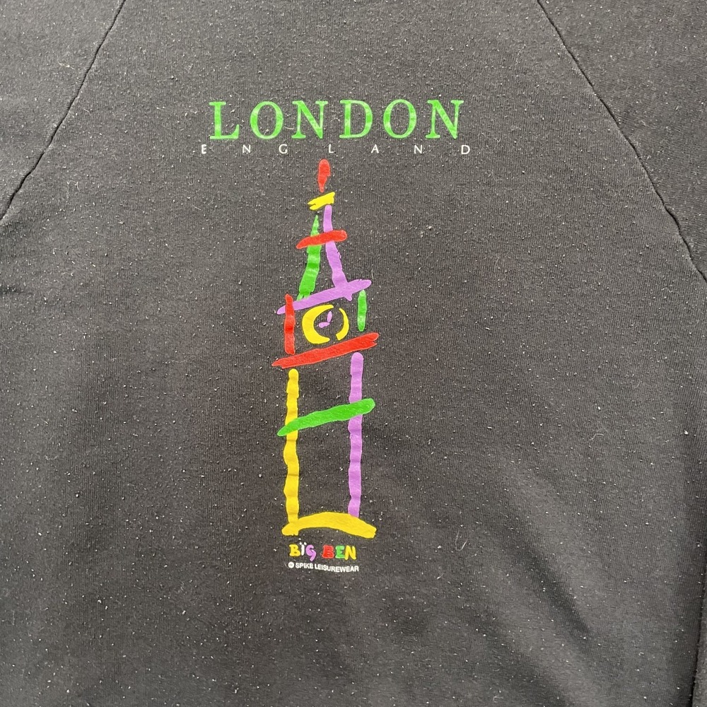 Vintage Big Ben london England sweatshirt mens XL Black 1990s Art world wonder - Picture 2 of 10